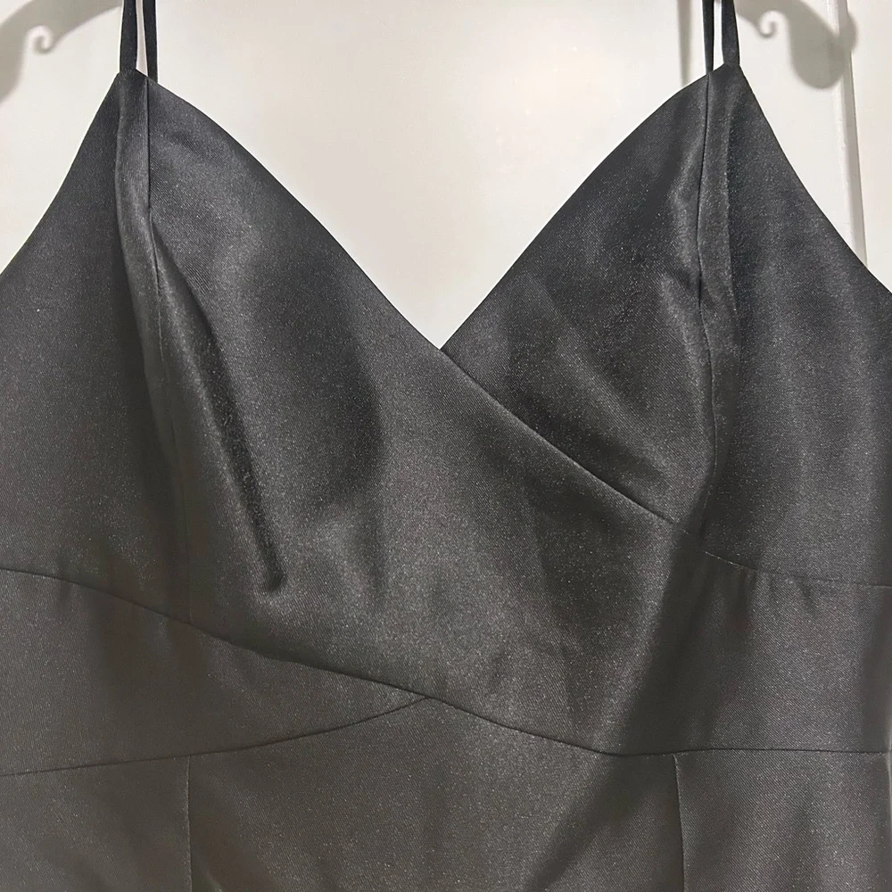 NWT ALFRED SUNG Trumpet Black Maxi Dress with Front Slit Prom Wedding Gala - Picture 5 of 8